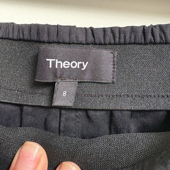 Theory Thorene Pants Women size 8 100% linen Elastic Waist Tapere - Picture 3 of 5